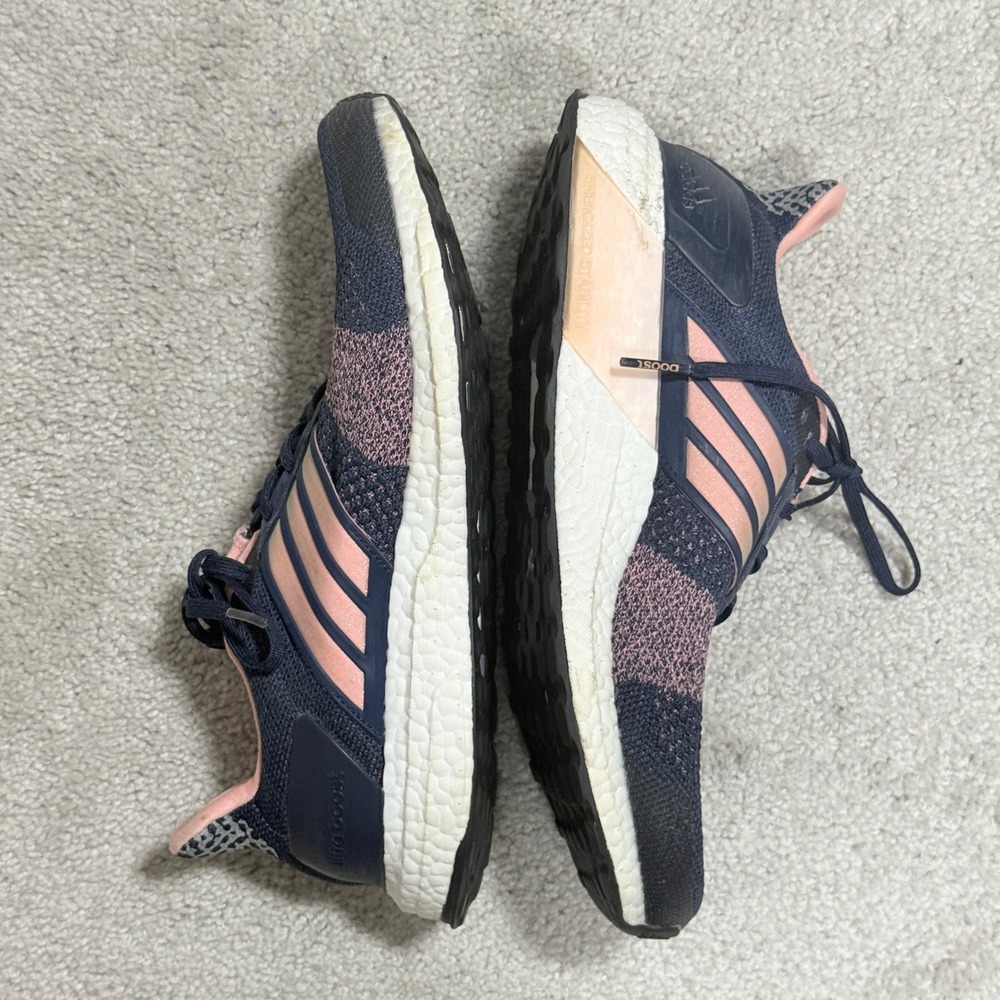 Adidas Womens 10 Ultra Boost ST Navy Pink Leopard Running Shoes BA7832